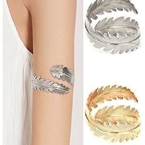 F&U Feather and Leaf Arm Bracelet Upper Cuff Bangle Armband Adjustble